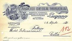 Facture de 1930 pour parapluies et accessoires de l'usine à Lugano