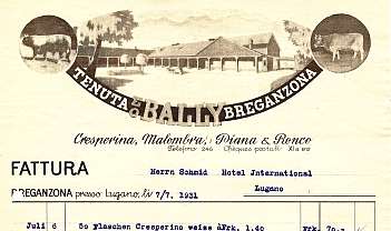 1931 Tenuta Bally Breganzona   Facture vin Cresperino