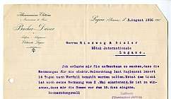 Lettre commerciale datée du 3 août 1906 avec texte en allemand et en-tête italien