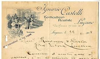 Lettre commerciale manuscrite de 1905 avec en-tête Ignazio Castelli Lugano