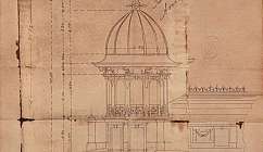 Projet architectural détaillé de la coupole et de la façade de l'hôtel historique