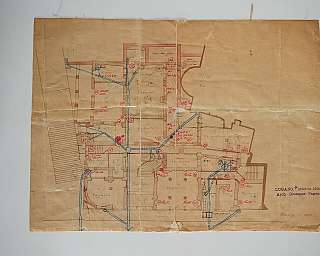 Dessin technique d'un plan architectural daté de 1905 avec des annotations manuscrites