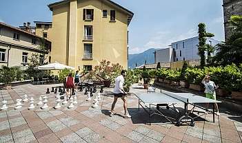 Outdoor game: chess and ping pong