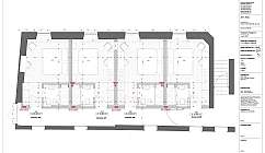 Architectural design of the second floor of a hotel.