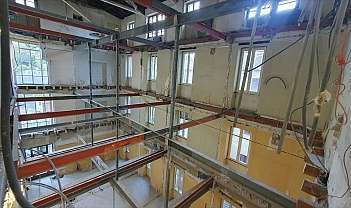 Visible metal structure in a building undergoing renovation.