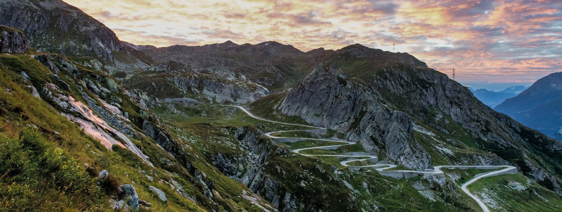 Long road in the mountains of switzerland