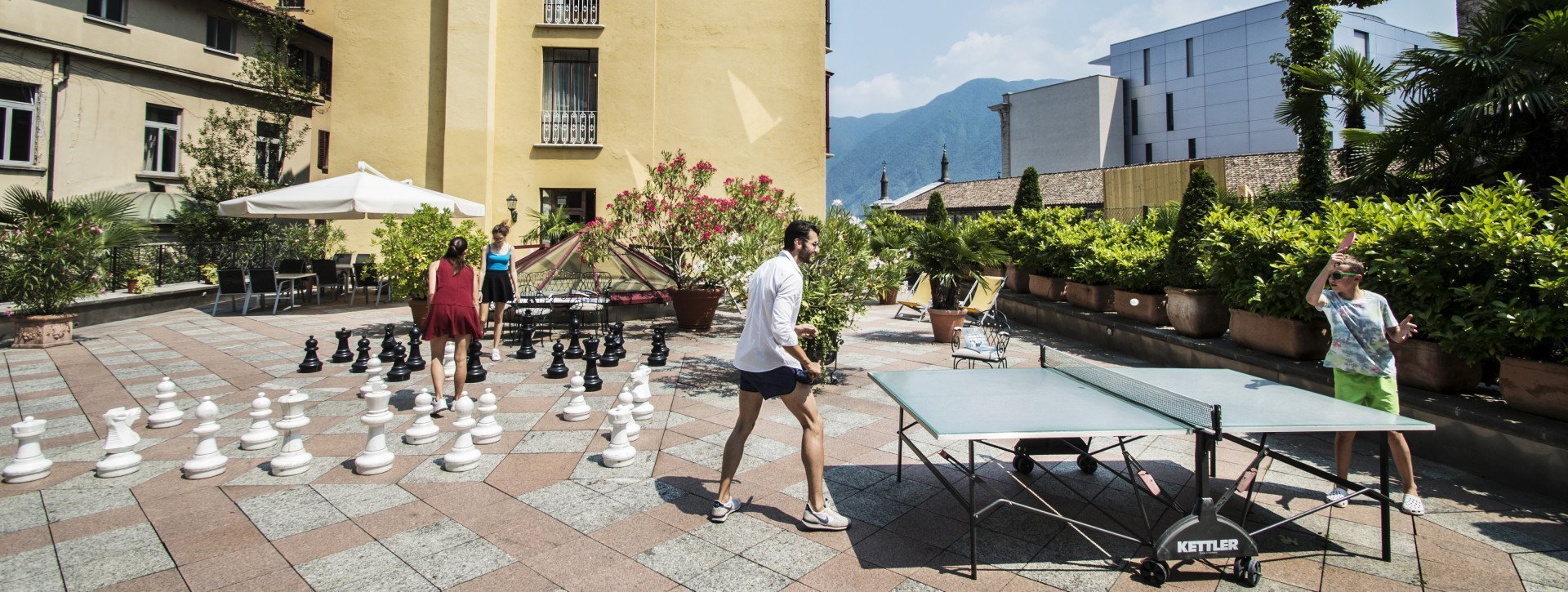 Terrace with ping pong and street chess